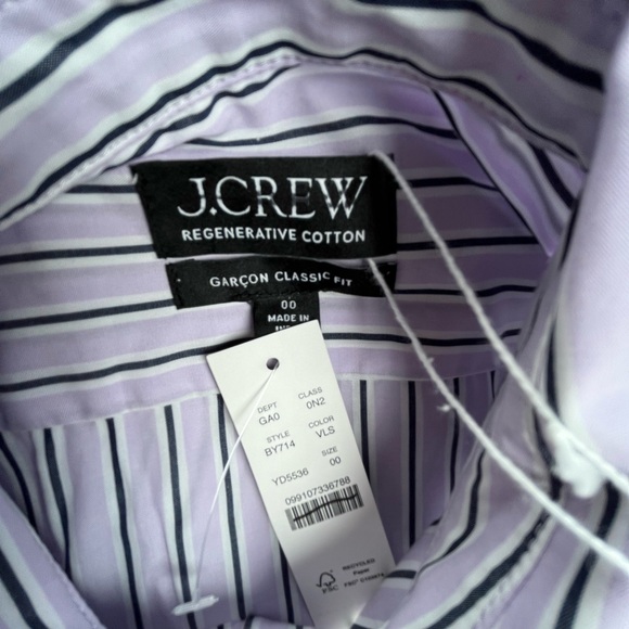 J.Crew Size 00 Garçon classic shirt in striped cotton poplin In Vintage Lilac - Picture 11 of 13